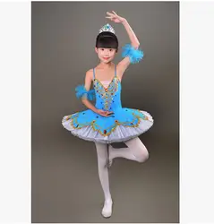 Детская балетная юбка-пачка на бретельках с лебедем и озером