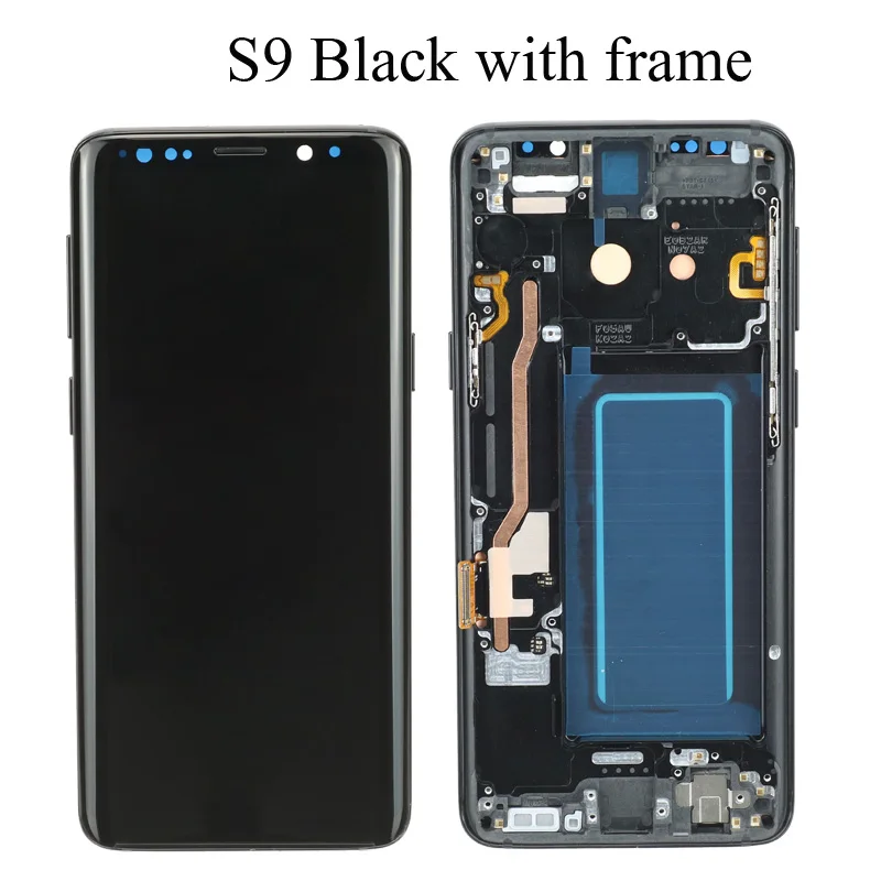 Супер AMOLED Замена для SAMSUNG Galaxy S9 lcd сенсорный экран дигитайзер с рамкой S9 Plus lcd G960 G965 с рамкой - Цвет: S9 Black Frame