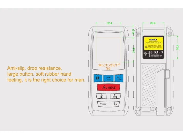 Mileseey S6 лазерный измерительный прибор 100 м, лазерный дальномер, лазерный диастиметр для измерения на расстоянии, средний лазерный синий