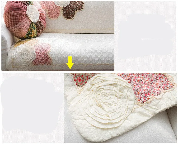 sofa cover Rustic sofa cushion fabric cotton sofa towel wood sofa cushion thickening couch cover flower6