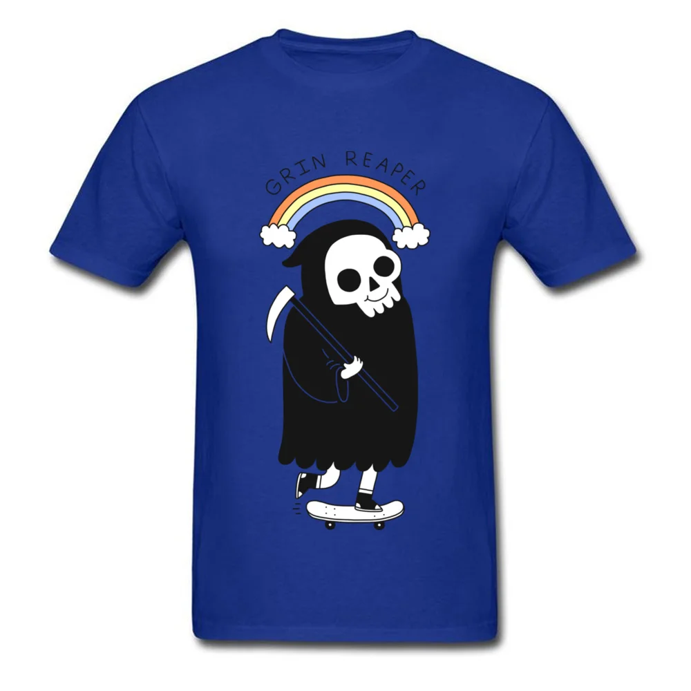 Normal Top T-shirts Creative Round Collar Grin Reaper 100% Cotton Men's Tops Tees Customized Short Sleeve Sweatshirts Grin Reaper blue