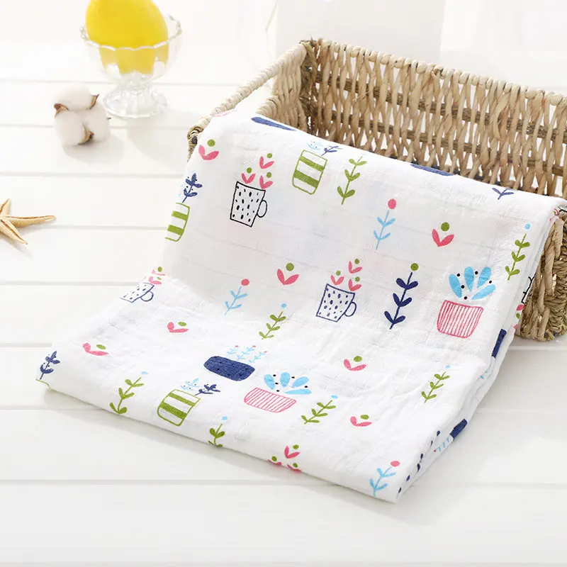 Хлопковое муслиновое Пеленальное Одеяло, детское одеяло для новорожденных, детское одеяло s для пеленания, муслиновое одеяло, квадратное детское банное одеяло 120 - Цвет: 13 huapen