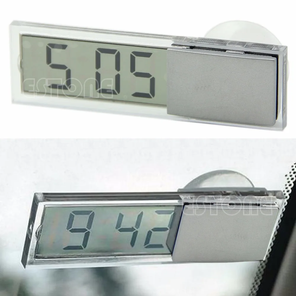 

JAVRICK Windshield Clear Digital LCD Display Mini Dashboard Suction Cup Car Auto Clock