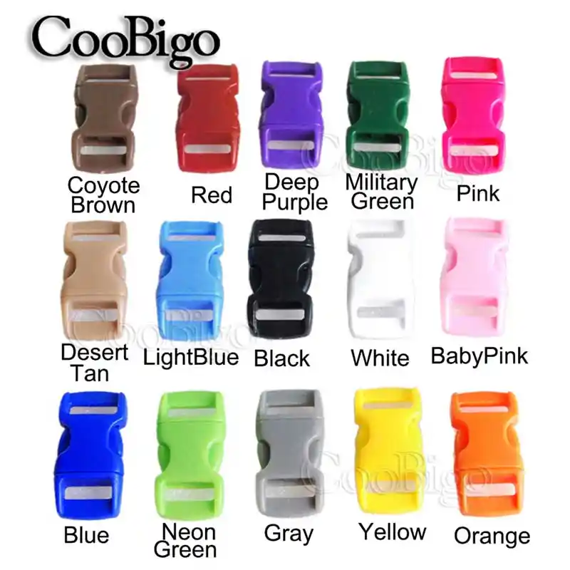 10Pcs 5//8/" Curved Side Release Buckle Paracord Bracelet DIY Pets Collar Camping