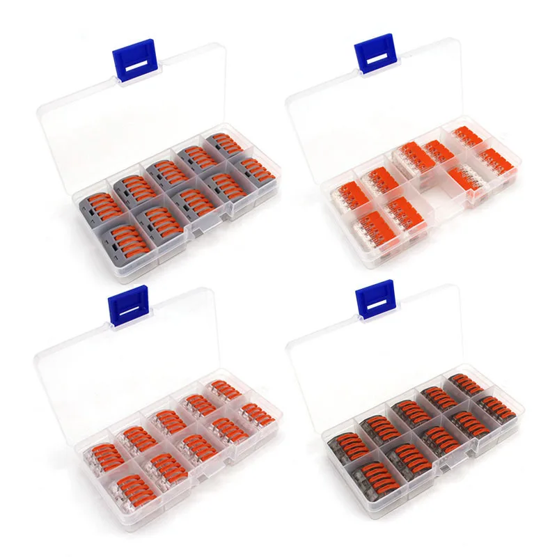 

10PCS/Box Wago Connector 222-415 Cage Spring Universal Conector Fast Wire Wiring Conductors Electrical Terminal Block China