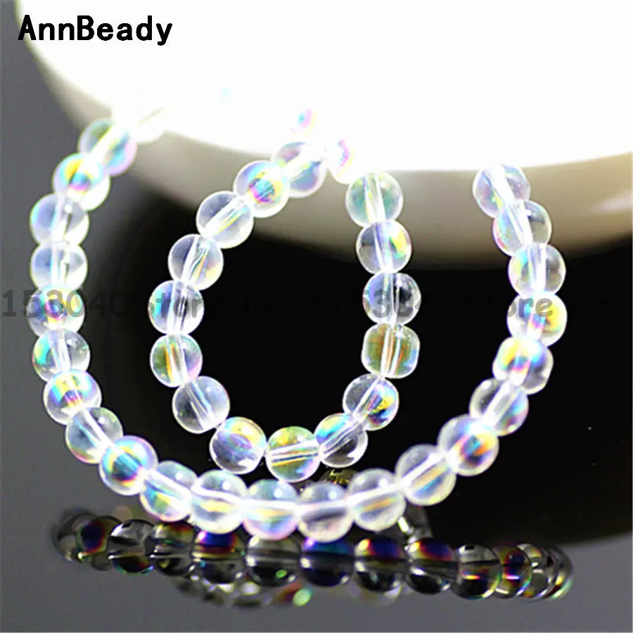 

50pcs White ab color 6mm Round Crystal Beads Glass Smooth Beads Loose Spacer Beads DIY Jewelry Making Austria Crystal Beads