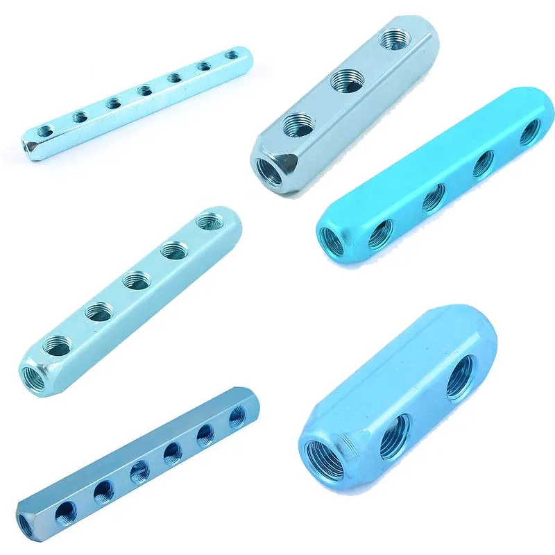 

1/4" PT Female Thread Quick Connector Air Hose Manifold Block Cyan 2P/3P/4P/5P/6P/7P