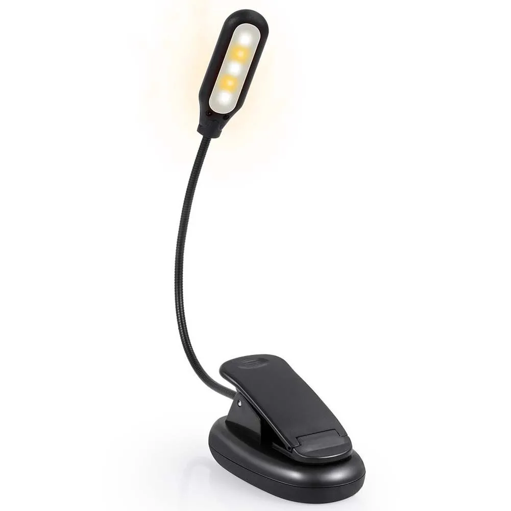 Зажим на клипсе светодиодный светильник для чтения гибкая прикроватная лампа портативный аккумулятор/USB Перезаряжаемый книжный светильник SKD88
