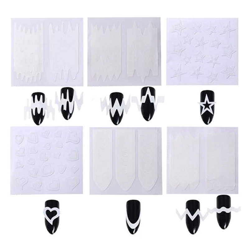 

New 6pcs French Manicure Nail Art Tips Form Guide Sticker Polish DIY Styling Tool Sticker Decal Decoration Nail Salon Tools