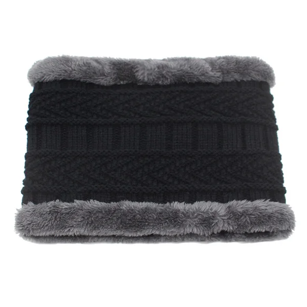 black scarf YOUBOME зимняя вязаные шапочки зимние, шапки для мужчин шарф вязаная шапка женская мужская Gorras теплая мягкая Балаклава для Шеи Шапка Шапочка - Цвет: black scarf