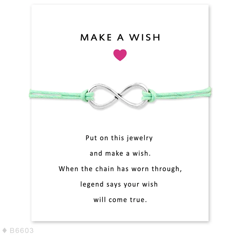 Браслет на заказ с надписью Double Infinity Love Faith Hope Wish Card для женщин и девушек