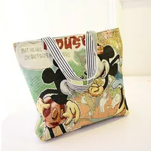 Mickey katze Frauen Leinwand taschen cute cartoon große große kapazität einkaufstaschen mode frau umhängetasche handtasche reise strand tote