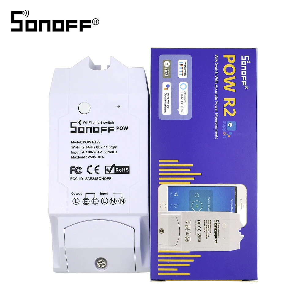 

Itead Sonoff POW R2 Wifi Smart Switch DIY Timer Power Consumption Measurement Smart Home Automation 250V 15A