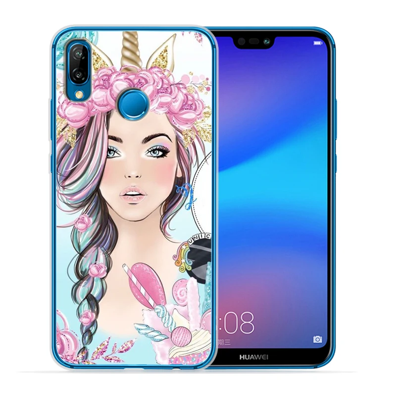 Модный чехол для девочек huawei P30 Lite P20 Pro P30 Lite P8Lite P9Lite P Smart Capa Мягкий силиконовый чехол Etui