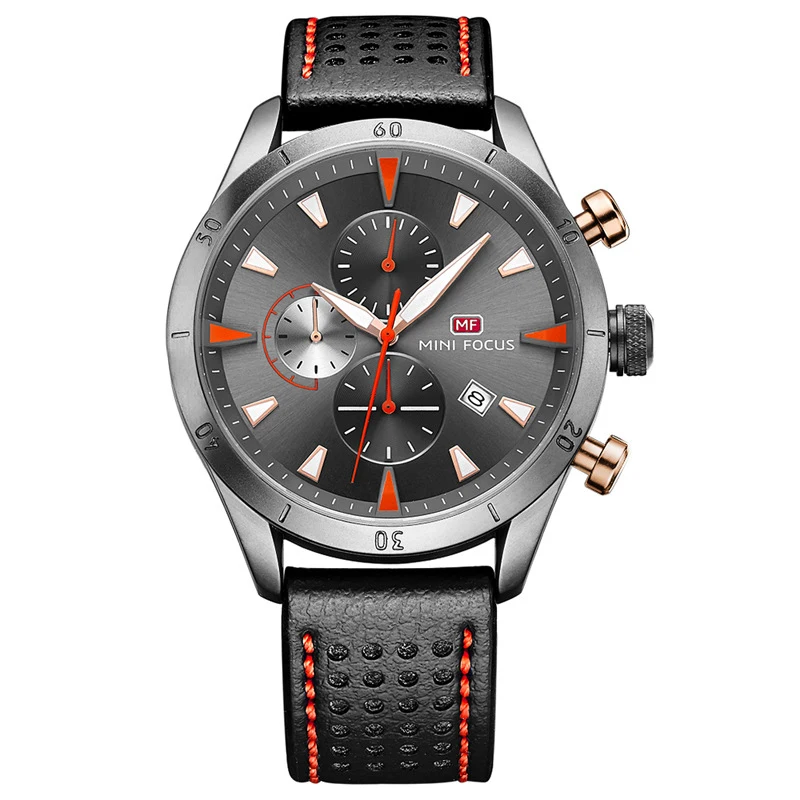 

Men's Quartz Business Casual Three Eyes Calendar Waterproof Leather Strap Watch
