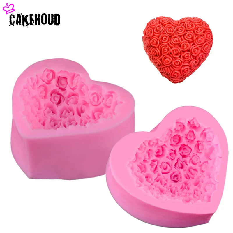 

3D Silicone Soap Mold Love Heart Roses Cake Mould Candle Polymer Clay Molds Crafts DIY Forms for Cheap Soap Kitchen Accessories