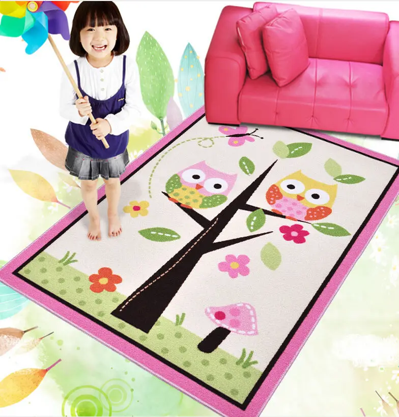 

Kids Rugs Girl Bedroom Home Textile Bedside Rug Tapete Unique Cartoon Owl Carpet Alfombra Pink Fairy Girls Rug for Living Room
