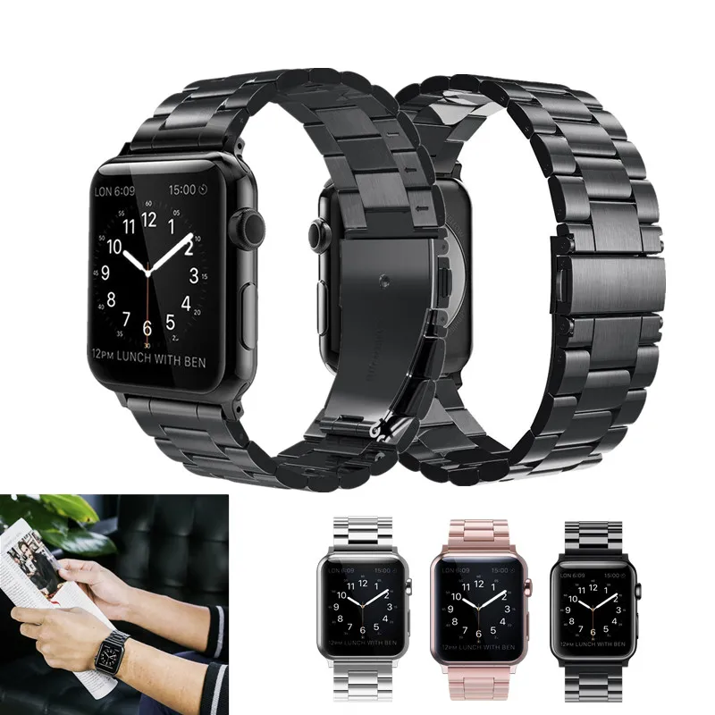 Нержавеющая сталь полосы для наручных часов Apple Watch 4 ремешок 42 мм 44 заменитель мужчины T классический браслет для наручных часов iWatch серии 1/2/3 ремешок 38 мм 40 мм