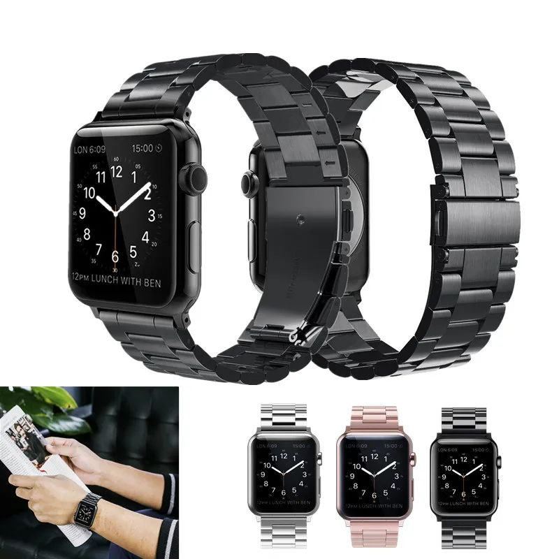 Ремешок из нержавеющей стали для Apple Watch 4 band 42 мм 44 сменный классический браслет