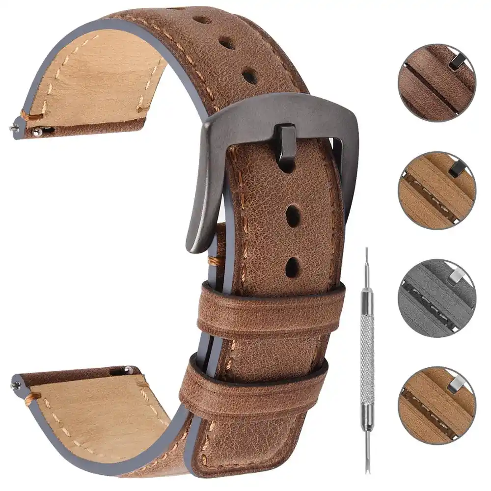22mm leather watch strap quick release