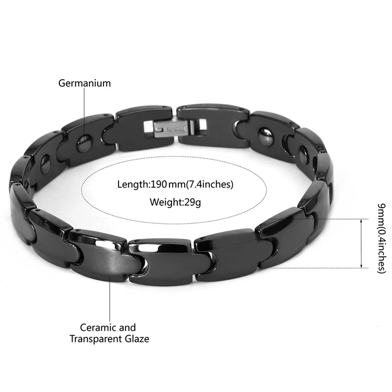 9 мм Гладкий био Ele мужской ts энергетический керамический браслет, браслет для влюбленных, магнитный германий, цепочка для здоровья, Шарм для женщин и мужчин, ювелирное изделие, подарок