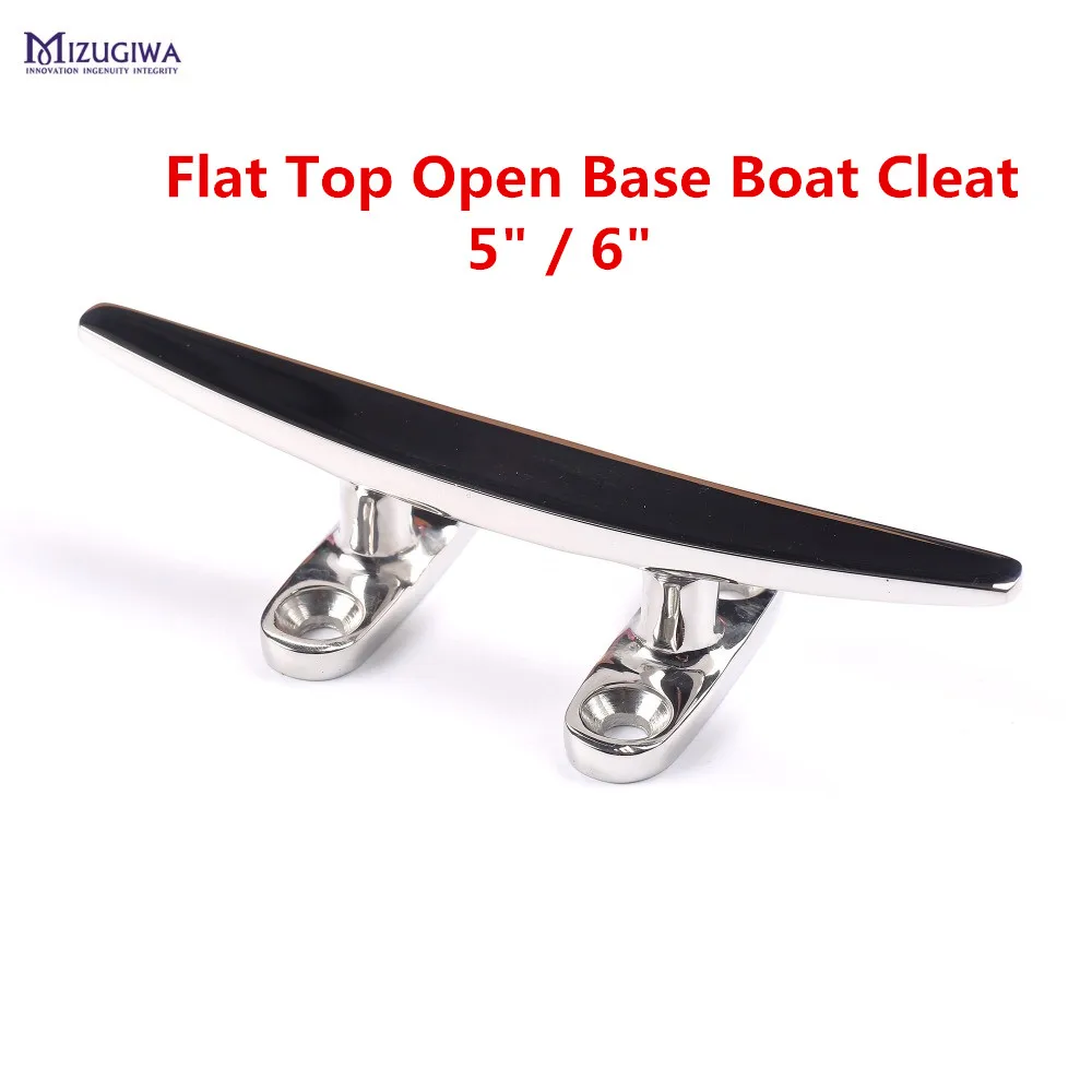 MIZUGIWA Flat Top Open Base Boat Cleat 5" / 6" Marine 316 Stainless