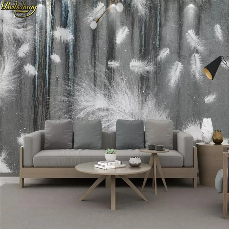 beibehang Custom wallpaper mural Nordic minimalistic abstract feather texture feather atmosphere background wall 3d wallpaper