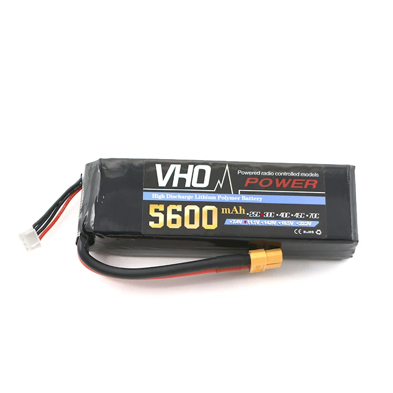

VHO Power Newest Reachargeable Lipo Battery 11.1V 5600mAh 30C 3S Lipo Battery XT60/T/TRX/EC5 Plug For RC Model
