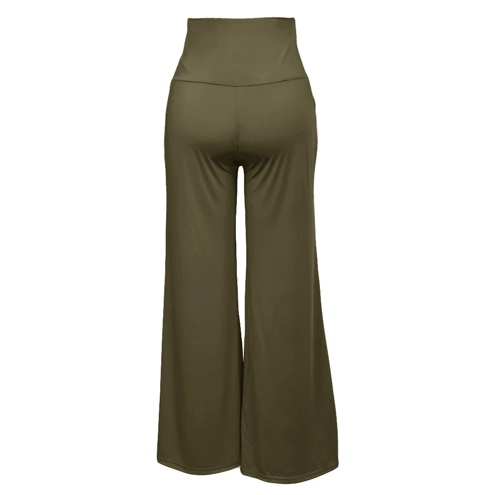 Women Ladies High Waist Flared Wide Leg Long Pants Work
