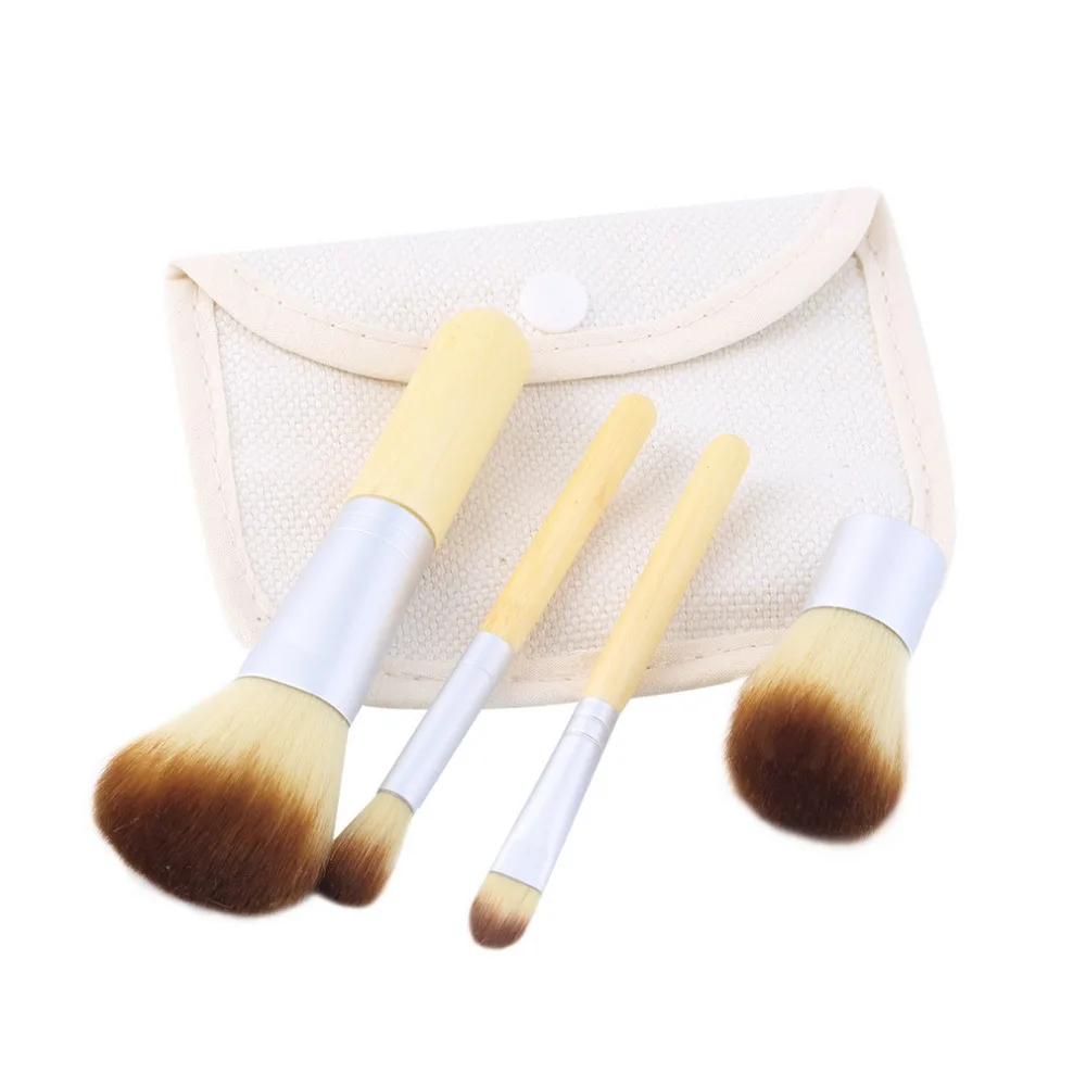 

4pcs/lot Professional Pro Cosmetics Makeup Brushes Set Kit Blush Brush Foundation Powder Kabuki Brushes With Bags Make up Tool