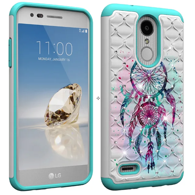For LG Aristo 2 Plus Jewelled TPU+PC 2 in 1 Protection Case Fit for LG