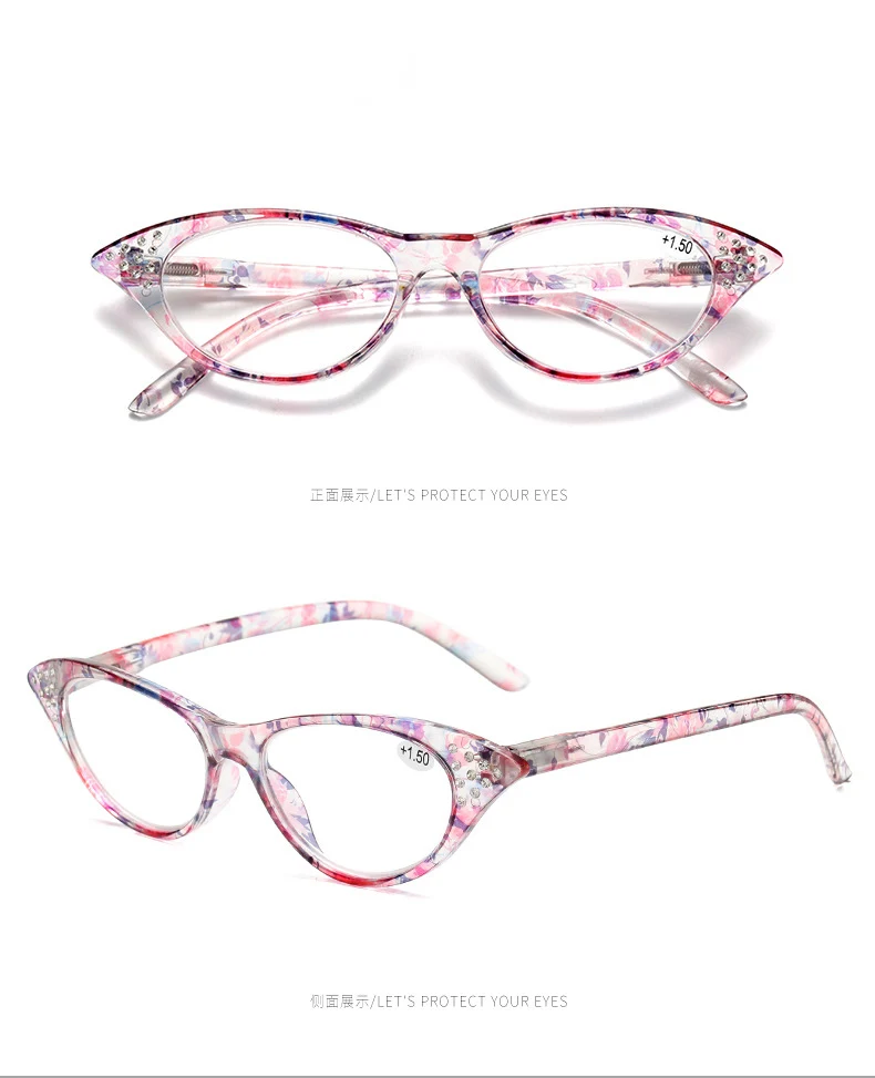 VCKA очки для чтения «кошачий глаз» женские для чтения стеклянные очки для глаз es женские пресбиопические модные роскошные диоптрий+ 1+ 1,5+ 2+ 3,0+ 3,5+ 4,0