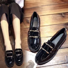 Кожаные туфли на не сужающемся книзу массивном каблуке; женские оксфорды с пряжкой и ремешком; повседневные тонкие туфли в Корейском стиле для студентов; женские башмаки;