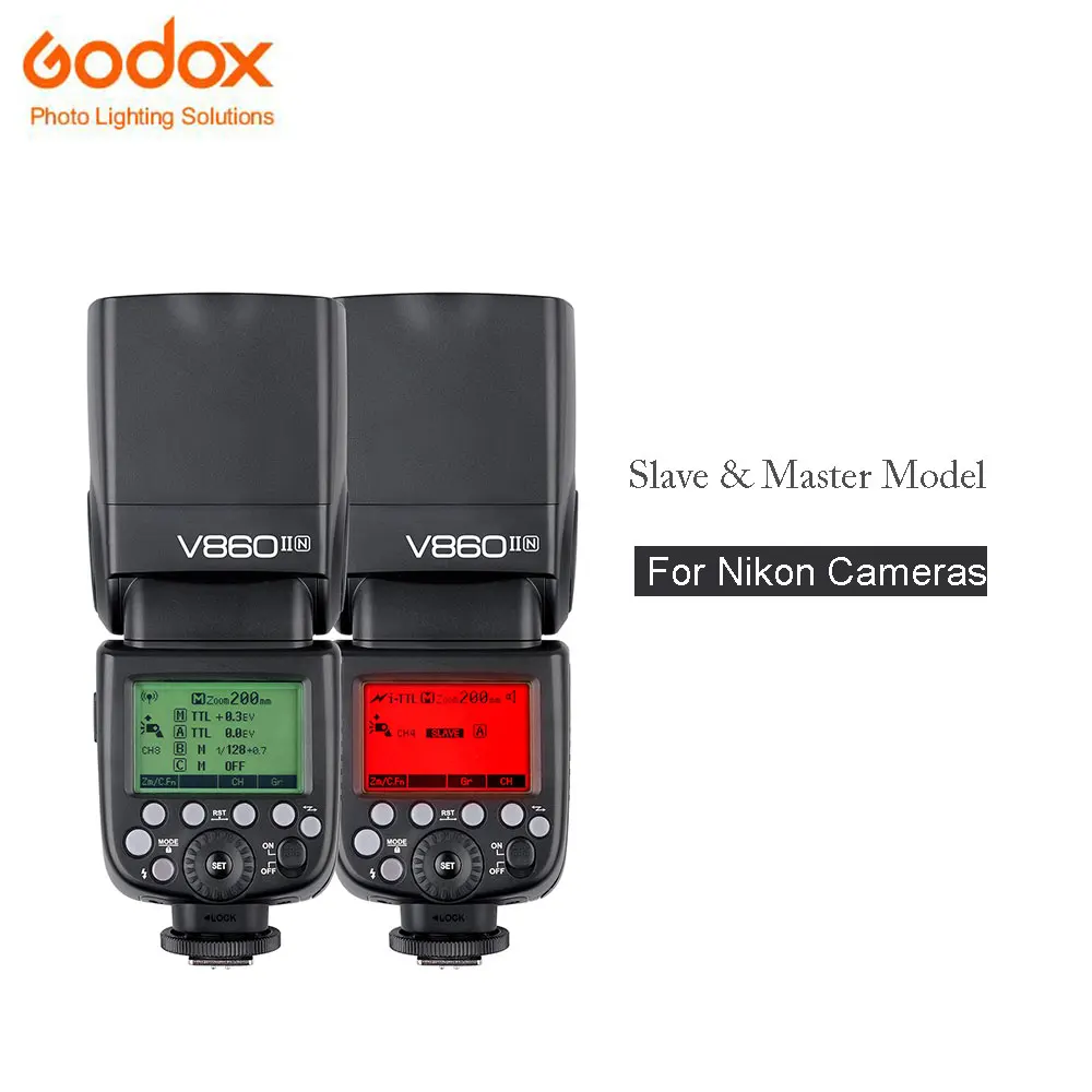Godox v860ii N камеры Speedlite петлицы Поддержка I TTL HSS для Nikon D800 D700 D7100 D7000 с литий на