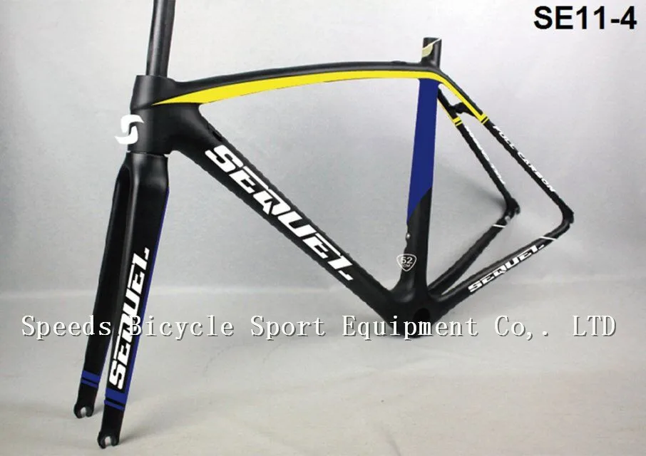 SEbike carbon road frame 11 4 yellow carbon bike frame, carbon road
