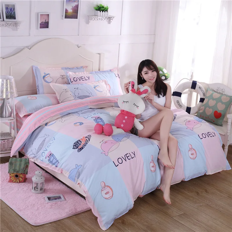

The wind in England flowers Japan fashion and personality 4pcs/3pcs Duvet Cover Sets Soft Polyester Bed Linen Flat Bed Sheet