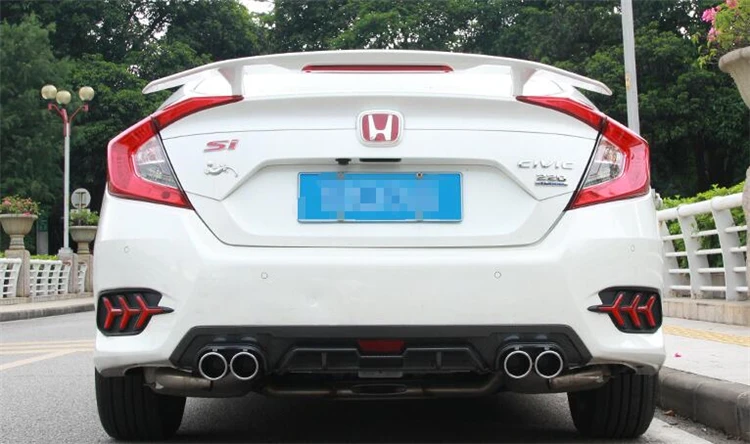 Для Honda 16 Civic Средства ухода за кожей комплект бампер задний губы задний спойлер для civic задний спойлер ABS задний бампер диффузор Бамперы для автомобиля протектор