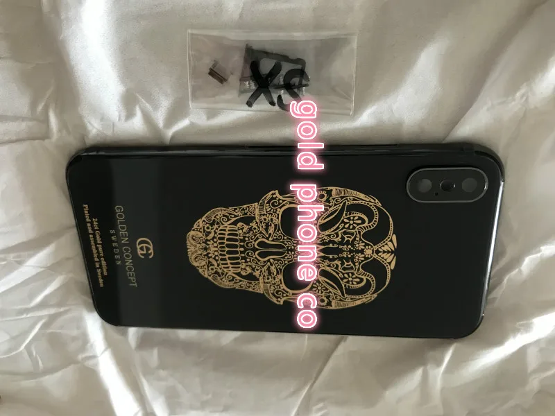 

Perfect Quality Luxury Back cover for iphone X xs xs max 24k Gold skull design Housing Newest Hot for iphone X 24CT Gold