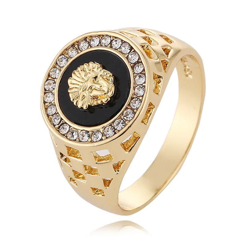2018 Vintage Male Gold Lion Head Ring For Men Wedding Engagement Rings Punk Rock Biker Men's Ring Jewelry
