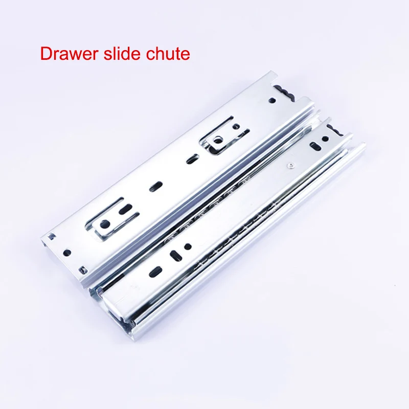 

8inch Mute Steel Damping Buffer Three Section Drawer Slide Solid Stell Ball Self Closing Runner ALI88