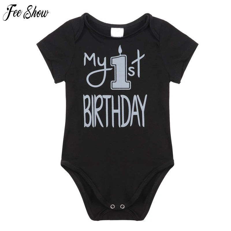 

2018 Summer New Style Short Sleeved Baby Romper Cotton Newborn Body Suit Baby Pajama Boys Letter My 1ST Birthday print romper
