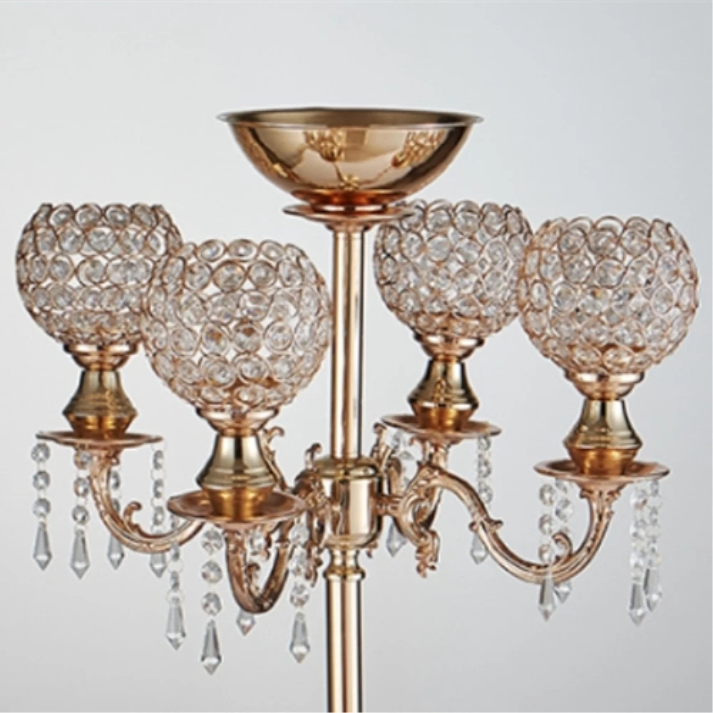 Хрустальные подсвечники с 5 дужками свадебные милыми цветами металлические