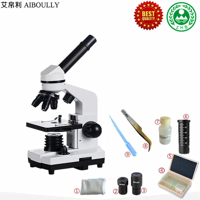  AIBOULLY Biological Microscope Zoom 1600 Times Animal and Plant Blood Analysis Instrument Student M