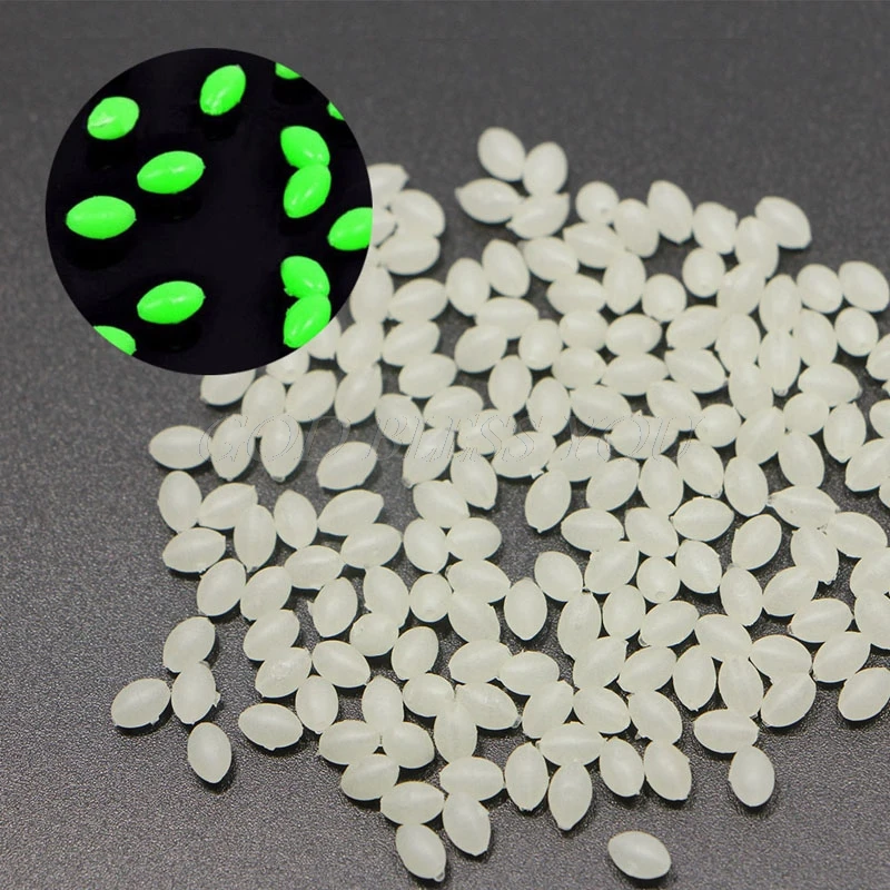 

100PCS Oval Luminous Fishing Beads Glow InThe Dark Lure Floating Float Tackles