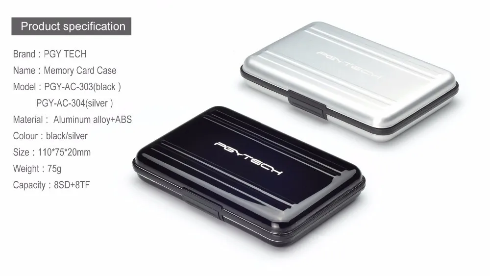 PGY SD SDHC CF Memory Card DJI Phantom 3 4 Inspire1 OSMO X5 3 Accessories Aluminum Carrying Bag Box Case Holder Protector Wallet