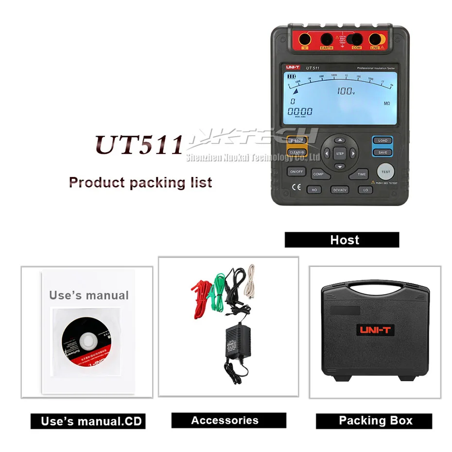 UNI-T UT511 1000 В мегомметром изоляции заземления низкое сопротивление тестер Мегаомметр диагностический инструмент хранение данных Автоматический диапазон