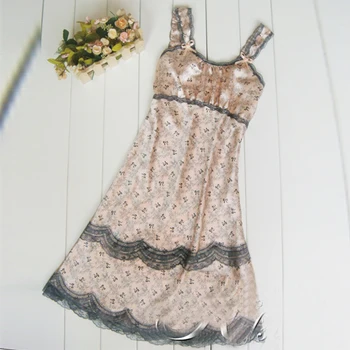 

Women Sexy Lace Imitated Silk Brace Skirt Dress Nightgown Sleepwear