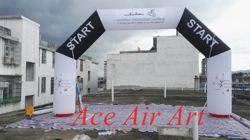  Fantastic beautiful black and white Inflatable Finish Line Arch/Inflatable Entrance Arch for Wester