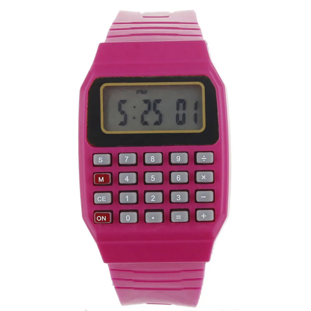 Детские часы-калькулятор для мальчиков и девочек, светодиодный, Детские Силиконовые многофункциональные электронные цифровые наручные часы reloj