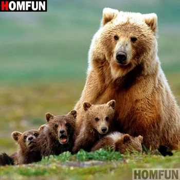 

HOMFUN Full Square/Round Drill 5D DIY Diamond Painting "Animal bear" 3D Embroidery Cross Stitch 5D Home Decor Gift A17258